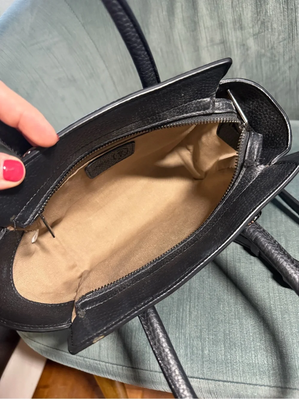 Angela Roi Black Pebbled Leather Satchel with Removable Strap